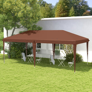 Tonnelle pliante 3x6m tonnelle de jardin extérieur barnum de jardin pop-up pliant sac inclus acier époxy oxford haute densité marron