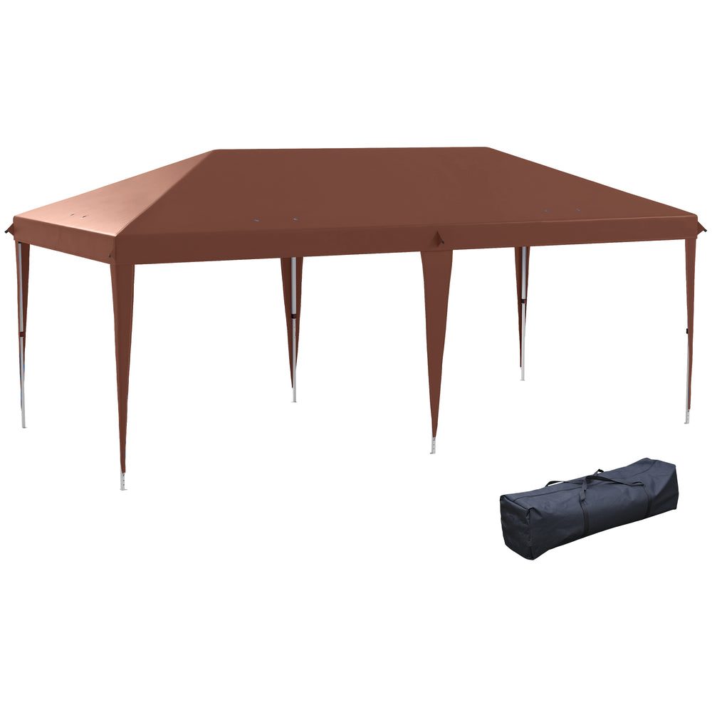Tonnelle pliante 3x6m tonnelle de jardin extérieur barnum de jardin pop-up pliant sac inclus acier époxy oxford haute densité marron
