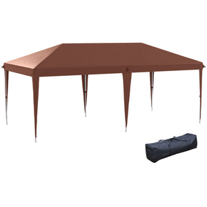Tonnelle pliante 3x6m tonnelle de jardin extérieur barnum de jardin pop-up pliant sac inclus acier époxy oxford haute densité marron