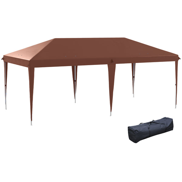 Tonnelle pliante 3x6m tonnelle de jardin extérieur barnum de jardin pop-up pliant sac inclus acier époxy oxford haute densité marron