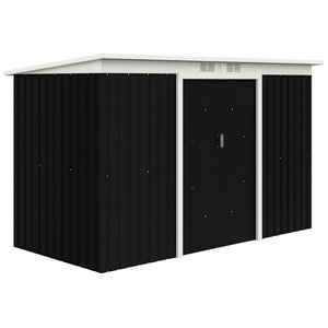 Abri de Jardin 3,6 m² Remise à Outils avec kit de fondation en Acier galvanisé avec Portes coulissantes, dim. 280L x 130l x 172H cm, Gris-Noir