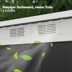 Abri de Jardin 3,6 m² Remise à Outils avec kit de fondation en Acier galvanisé avec Portes coulissantes, dim. 280L x 130l x 172H cm, Gris-Noir