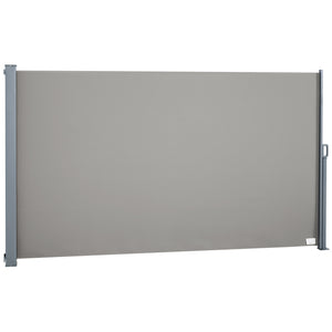 Store latéral brise-vue rétractable 300 x 160 cm, paravent extérieur en aluminium, protection solaire, brise-vue extensible pour balcon, jardin, terrasse, gris