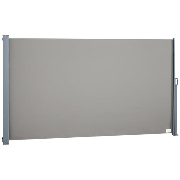 Store latéral brise-vue rétractable 300 x 160 cm, paravent extérieur en aluminium, protection solaire, brise-vue extensible pour balcon, jardin, terrasse, gris