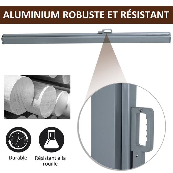 Store latéral brise-vue rétractable 300 x 160 cm, paravent extérieur en aluminium, protection solaire, brise-vue extensible pour balcon, jardin, terrasse, gris