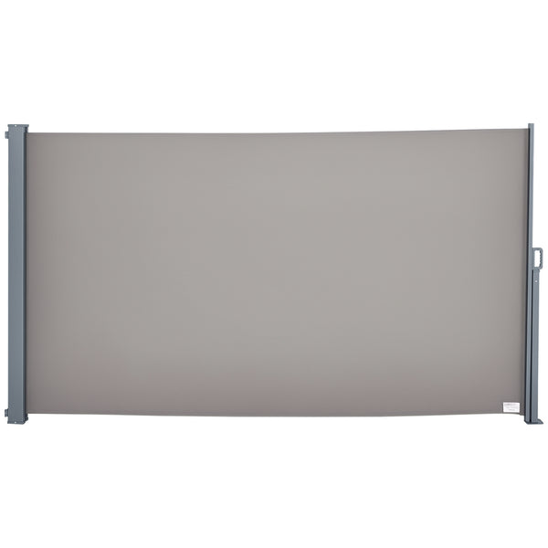 Store latéral brise-vue rétractable 300 x 160 cm, paravent extérieur en aluminium, protection solaire, brise-vue extensible pour balcon, jardin, terrasse, gris