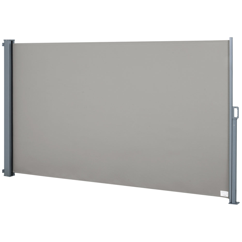 Store latéral brise-vue rétractable 300 x 160 cm, paravent extérieur en aluminium, protection solaire, brise-vue extensible pour balcon, jardin, terrasse, gris
