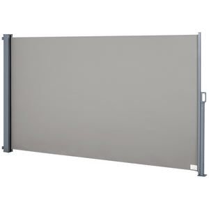 Store latéral brise-vue rétractable 300 x 160 cm, paravent extérieur en aluminium, protection solaire, brise-vue extensible pour balcon, jardin, terrasse, gris