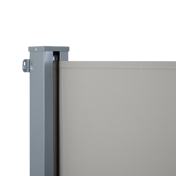 Store latéral brise-vue rétractable 300 x 160 cm, paravent extérieur en aluminium, protection solaire, brise-vue extensible pour balcon, jardin, terrasse, gris