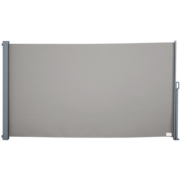 Store latéral brise-vue rétractable 300 x 160 cm, paravent extérieur en aluminium, protection solaire, brise-vue extensible pour balcon, jardin, terrasse, gris