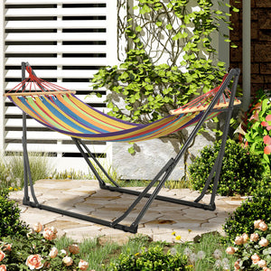 Hamac de jardin pliable étendoir à linge avec support incurvé en métal époxy hamac sur pied 1 place charge max. 120 Kg dim. 270L x 100l x 94Hcm