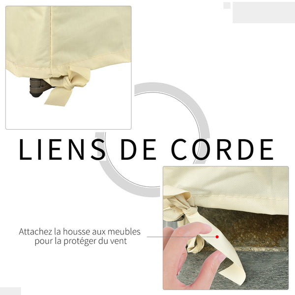 Housse de Protection mobilier de Jardin bâche étanche 140L x 84l x 56/94H cm Oxford Haute densité 600D Beige