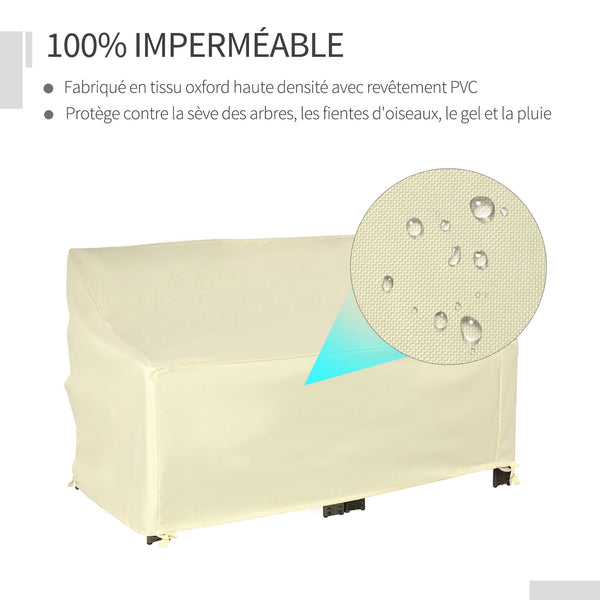 Housse de Protection mobilier de Jardin bâche étanche 140L x 84l x 56/94H cm Oxford Haute densité 600D Beige