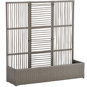 Jardinière avec treillis jardinière sur pied support pour plantes avec treillis bac à fleurs rectangulaire en résine tressée PE et acier dim. 103L x 29l x 103H cm gris