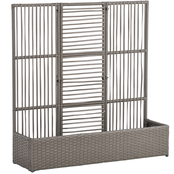 Jardinière avec treillis jardinière sur pied support pour plantes avec treillis bac à fleurs rectangulaire en résine tressée PE et acier dim. 103L x 29l x 103H cm gris