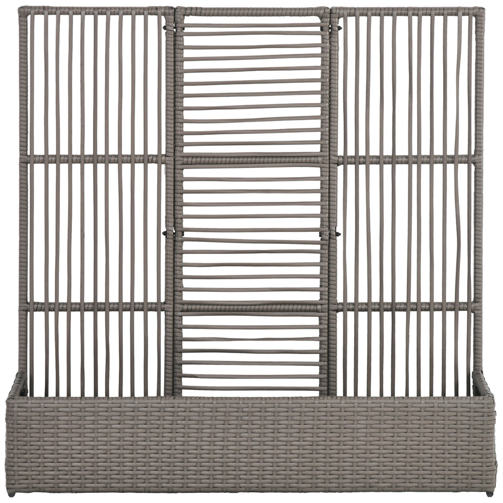 Jardinière avec treillis jardinière sur pied support pour plantes avec treillis bac à fleurs rectangulaire en résine tressée PE et acier dim. 103L x 29l x 103H cm gris