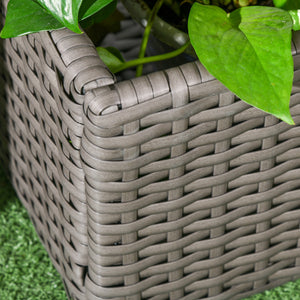 Jardinière avec treillis jardinière sur pied support pour plantes avec treillis bac à fleurs rectangulaire en résine tressée PE et acier dim. 103L x 29l x 103H cm gris