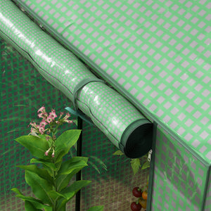 Serre de jardin PE, serre de balcon, bâche renforcée 135 g/m², châssis en acier, 2 portes zippées enroulables, pour légumes plantes fleurs, intérieur et extérieur, 100 x 80 x 150 cm vert