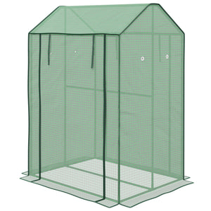 Serre de jardin PE, serre de balcon, bâche renforcée 135 g/m², châssis en acier, 2 portes zippées enroulables, pour légumes plantes fleurs, intérieur et extérieur, 100 x 80 x 150 cm vert
