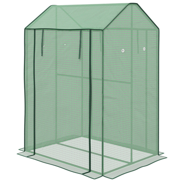 Serre de jardin PE, serre de balcon, bâche renforcée 135 g/m², châssis en acier, 2 portes zippées enroulables, pour légumes plantes fleurs, intérieur et extérieur, 100 x 80 x 150 cm vert