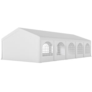 Tente de réception 5x10m, barnum 5 compartiments, protection UV 40+ et structure renforcée en acier galvanisé - tonnelle de jardin, chapiteau 10 parois amovibles pour fête et mariage, blanc