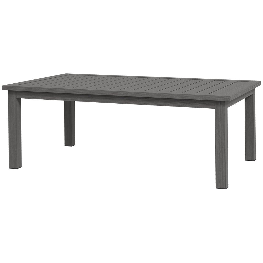 Table basse rectangulaire table de jardin plateau à lattes pour intérieur/extérieur en aluminium, dim. 100L x 60l x 37H cm, marron