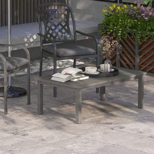 Table basse rectangulaire table de jardin plateau à lattes pour intérieur/extérieur en aluminium, dim. 100L x 60l x 37H cm, marron