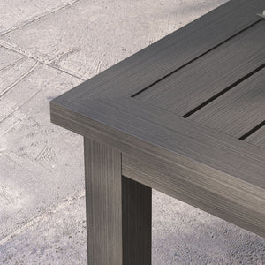 Table basse rectangulaire table de jardin plateau à lattes pour intérieur/extérieur en aluminium, dim. 100L x 60l x 37H cm, marron