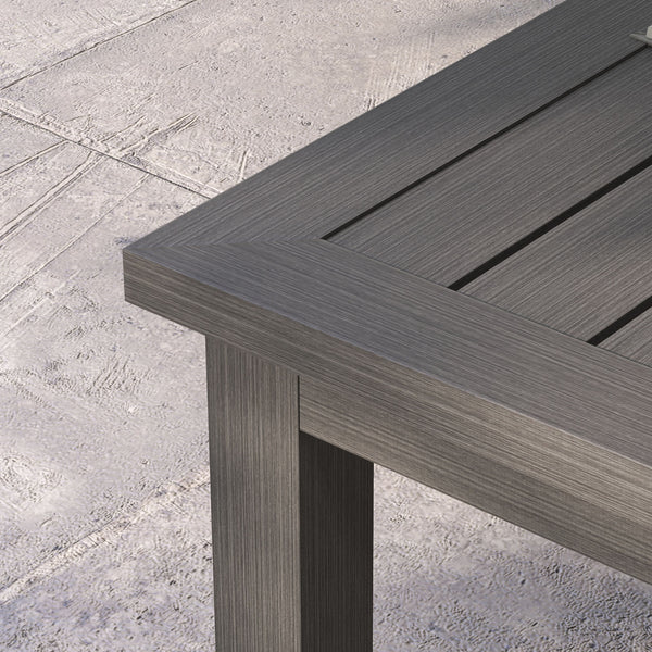 Table basse rectangulaire table de jardin plateau à lattes pour intérieur/extérieur en aluminium, dim. 100L x 60l x 37H cm, marron