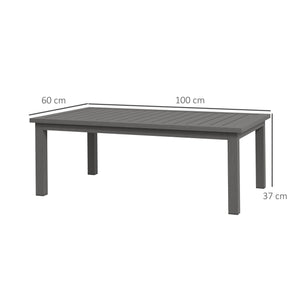 Table basse rectangulaire table de jardin plateau à lattes pour intérieur/extérieur en aluminium, dim. 100L x 60l x 37H cm, marron