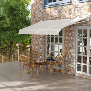 Store banne manuel rétractable 200 x 250 cm store exterieur terrasse avec manivelle métallique, imperméable et anti-UV, aluminium et polyester 280 g/m², protection UV, crème