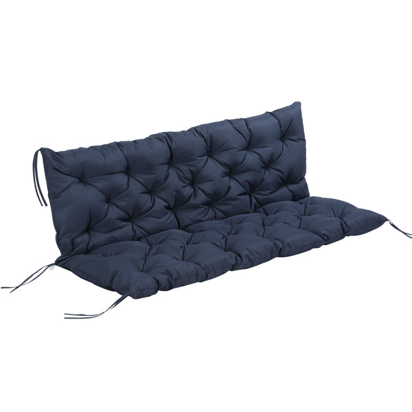 Coussin de banc matelas assise dossier pour banc de jardin coussin balancelle canapé 3 places grand confort 150 x 98 x 8 cm bleu
