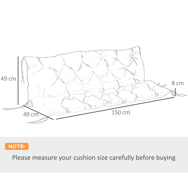Coussin de banc matelas assise dossier pour banc de jardin coussin balancelle canapé 3 places grand confort 150 x 98 x 8 cm bleu