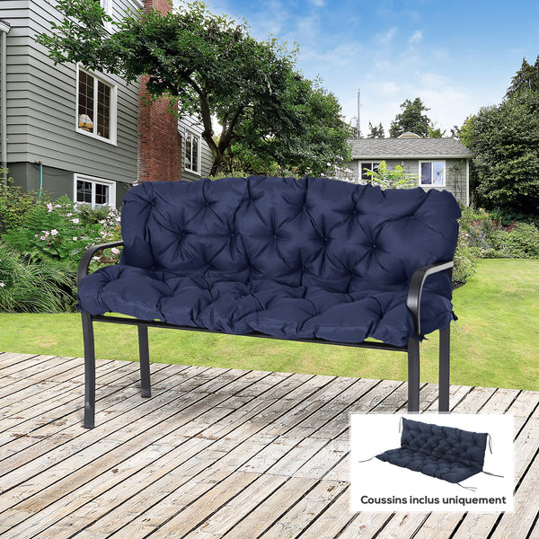 Coussin de banc matelas assise dossier pour banc de jardin coussin balancelle canapé 3 places grand confort 150 x 98 x 8 cm bleu