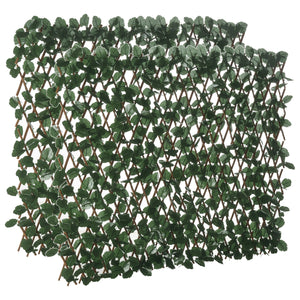 Haie artificielle feuilles murale brise-vue 2 panneaux longueur ajustable 295 x 70 cm treillis extensible feuillage réaliste en PE vert