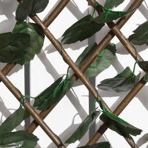 Haie artificielle feuilles murale brise-vue 2 panneaux longueur ajustable 295 x 70 cm treillis extensible feuillage réaliste en PE vert