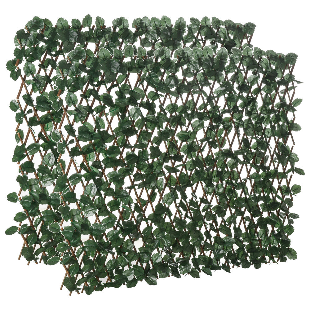 Haie artificielle feuilles murale brise-vue 2 panneaux longueur ajustable 295 x 70 cm treillis extensible feuillage réaliste en PE vert