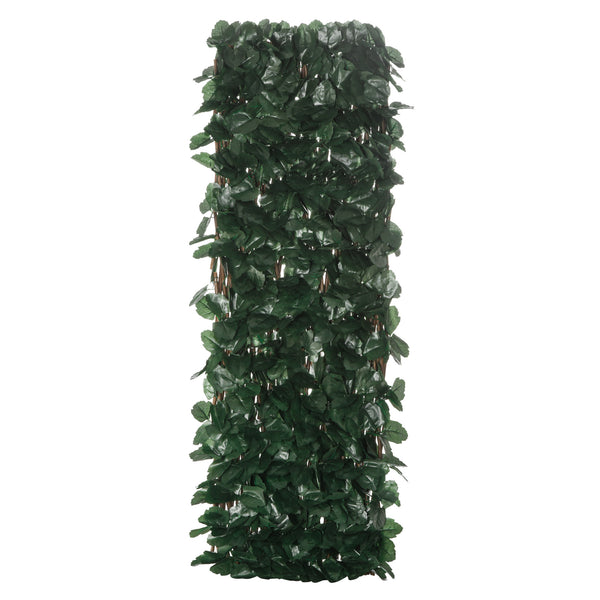 Haie artificielle feuilles murale brise-vue 2 panneaux longueur ajustable 295 x 70 cm treillis extensible feuillage réaliste en PE vert