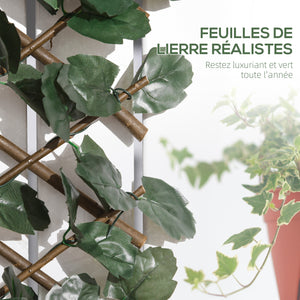 Haie artificielle feuilles murale brise-vue 2 panneaux longueur ajustable 295 x 70 cm treillis extensible feuillage réaliste en PE vert