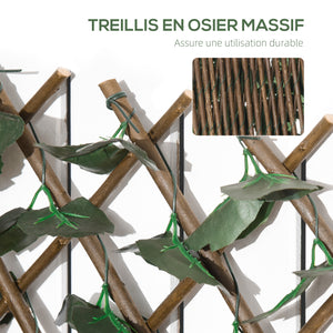 Haie artificielle feuilles murale brise-vue 2 panneaux longueur ajustable 295 x 70 cm treillis extensible feuillage réaliste en PE vert