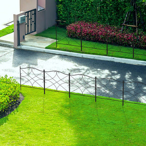 Lot de 5 clôtures de jardin décoratives en métal avec ornements - 305 x 62 cm noir