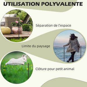 Lot de 5 clôtures de jardin décoratives en métal avec ornements - 305 x 62 cm noir