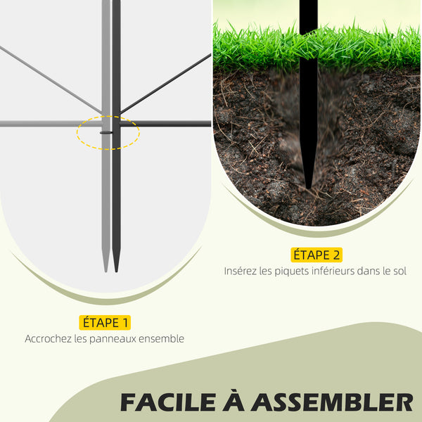 Lot de 5 clôtures de jardin décoratives en métal avec ornements - 305 x 62 cm noir