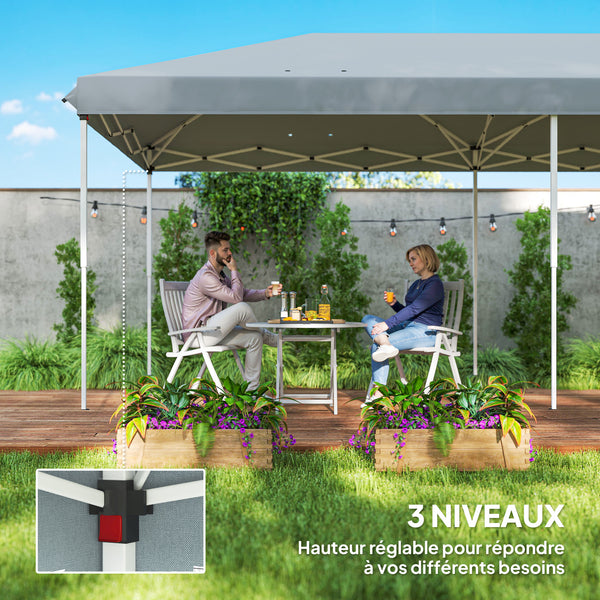 Tonnelle pliante tonnelle de jardin extérieure barnum pliant Pop-up pavillon de terrasse 6 x 3 m Anti-UV moustiquaires amovibles + Sac de Transport Gris