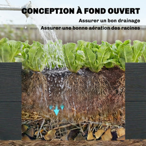 Jardinière surélevée, lit de jardin à 3 niveaux avec fond ouvert, carré potager de jardin pour fleurs, herbes, légumes, 120 x 80 x 64 cm, effet bois gris