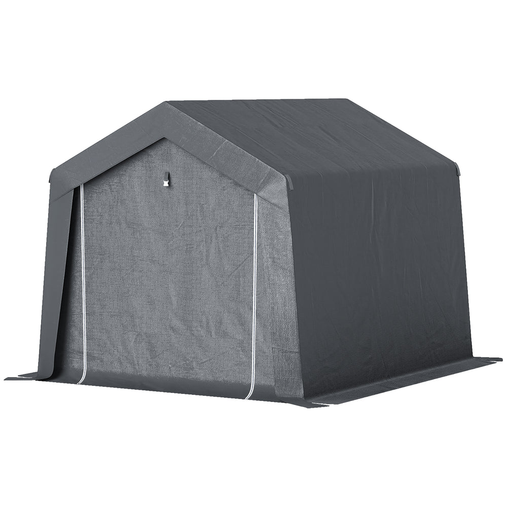Abri de jardin, tente de stockage, 3 x 3 m, imperméable et anti-uv, cadre en acier galvanisé et grande porte, abri de vélo garage pour extérieur, gris foncé