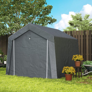 Abri de jardin, tente de stockage, 3 x 3 m, imperméable et anti-uv, cadre en acier galvanisé et grande porte, abri de vélo garage pour extérieur, gris foncé