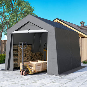 Abri de jardin, tente de stockage, 3 x 3 m, imperméable et anti-uv, cadre en acier galvanisé et grande porte, abri de vélo garage pour extérieur, gris foncé