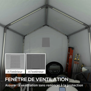 Abri de jardin, tente de stockage, 3 x 3 m, imperméable et anti-uv, cadre en acier galvanisé et grande porte, abri de vélo garage pour extérieur, gris foncé