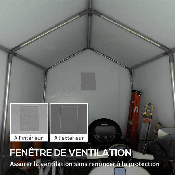 Abri de jardin, tente de stockage, 3 x 3 m, imperméable et anti-uv, cadre en acier galvanisé et grande porte, abri de vélo garage pour extérieur, gris foncé